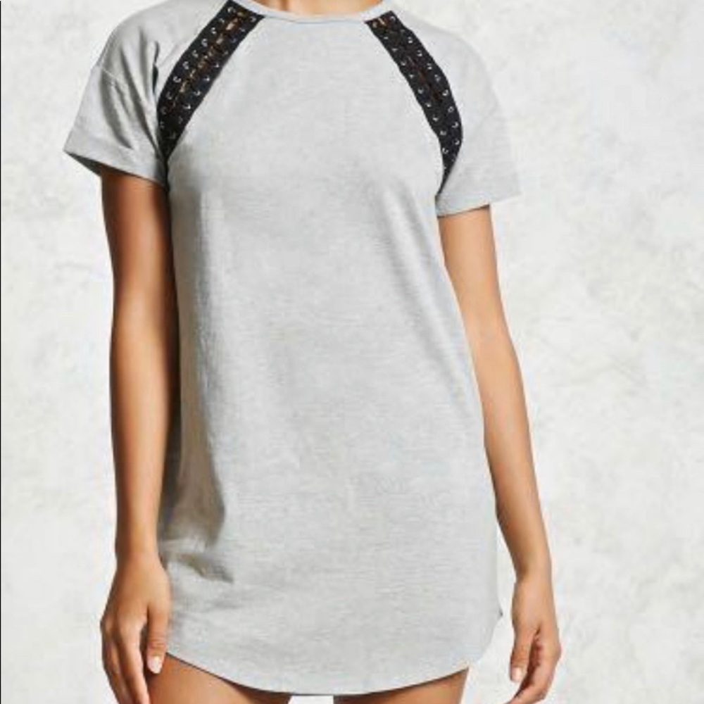 Double Lace-up T-shirt Dress